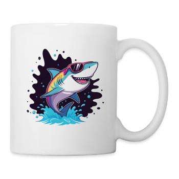 Requin Coloré lunette rose - Mug blanc - blanc - Droite
