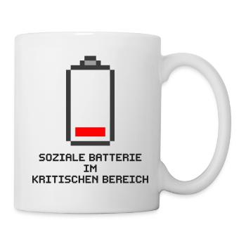 Soziale Batterie Pixel Art - Tasse - Weiß - Rechts