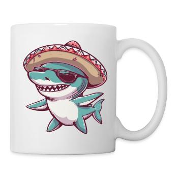 Hai Comic Lustig Sombrero - Tasse - Weiß - Rechts