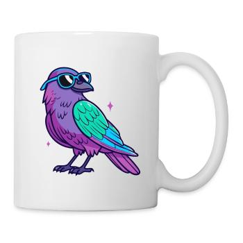 Lila Vogel Neonblaue Brille - Tasse - Weiß - Rechts