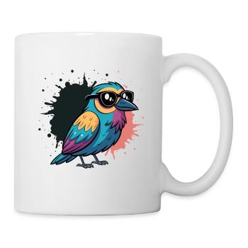 Colorful Bird Cartoon with Glasses - Mug - white - Right
