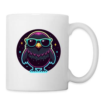 Neon black owl flashy glasses - Mug - white - Right