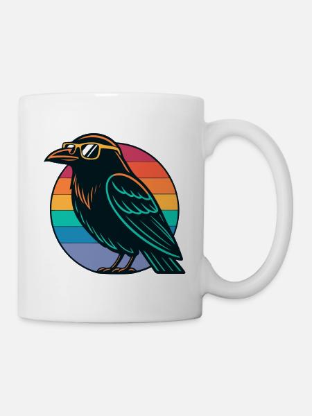 Retro Rainbow Raven - Tasse - Weiß