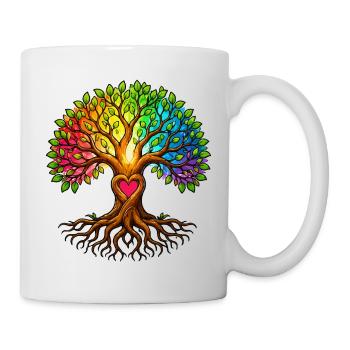 Tree Heart Tree of Life Rainbow - Mug - white - Right