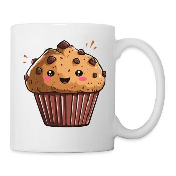 Kuscheliger Schoko-Muffin Cartoon - Tasse - Weiß - Rechts