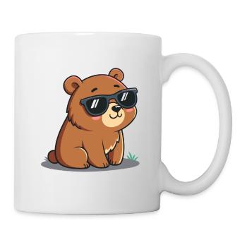 Süßer Teddybär Cartoon Schwarze Brille - Tasse - Weiß - Rechts