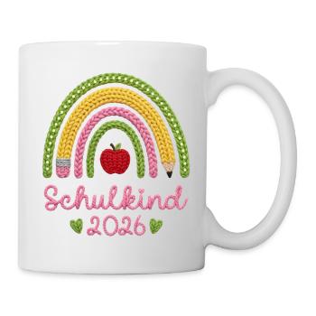 Schulkind 2026 Regenbogen - Tasse - Weiß - Rechts