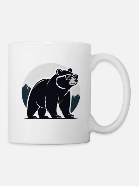 Berg-Schwarzbär-Brille - Tasse - Weiß