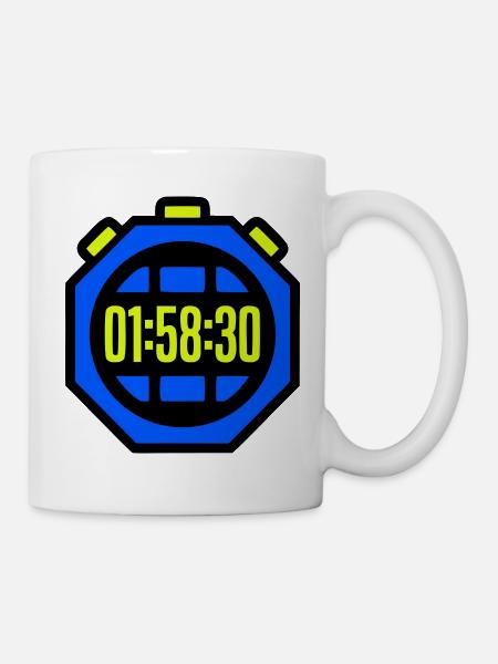 Stoppuhr Bestzeit Halbmarathon - Tasse - Weiß