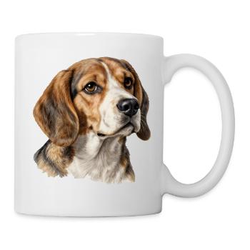 Elegantes Porträt eines Vintage-Beagle-Hundes - Tasse - Weiß - Rechts