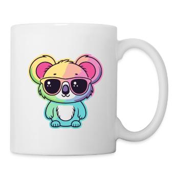 Regenbogen-Neon-Koala mit Brille - Tasse - Weiß - Rechts