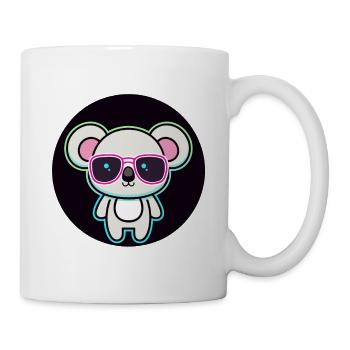 Koala Kawaii Neon und rosa Brille - Tasse - Weiß - Rechts