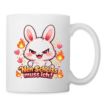 Cute Hase Nen Scheiß muss ich Statement - Tasse - Weiß - Rechts