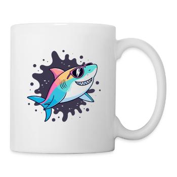 Neon-Hai-Sonnenbrillen - Tasse - Weiß - Rechts