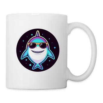 Neon Rainbow Shark with Sunglasses - Mug - white - Right