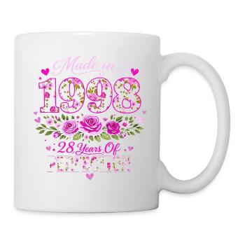 Cadeau 28 Ans Femme - Anniversaire 1998 Floral - Mug blanc - blanc - Droite