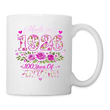 100 Years Woman Gift - 1926 Birthday Floral - Mug - white - Right