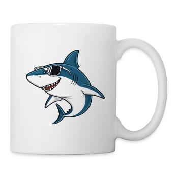 Cool Shark - Cartoon Style Sunglasses - Mug - white - Right