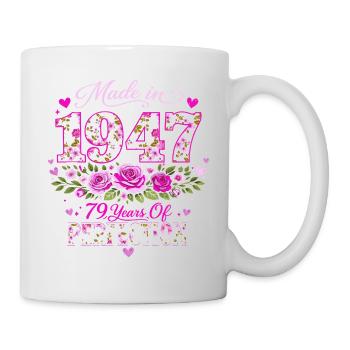 Gift 79 Years Woman - Birthday 1947 Floral - Mug - white - Right