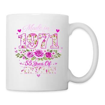 Cadeau 55 Ans Femme - Anniversaire 1971 Floral - Mug blanc - blanc - Droite