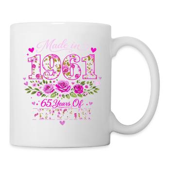 Woman's 65th Birthday Gift - 1961 Floral Birthday - Mug - white - Right