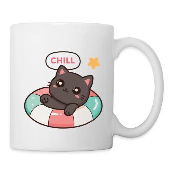Chill Kitten auf bunten Boje - Tasse - Weiß - Rechts