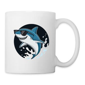 Surfer shark with dark glasses - Mug - white - Right