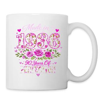 Woman's 90th Birthday Gift - 1936 Floral Birthday - Mug - white - Right