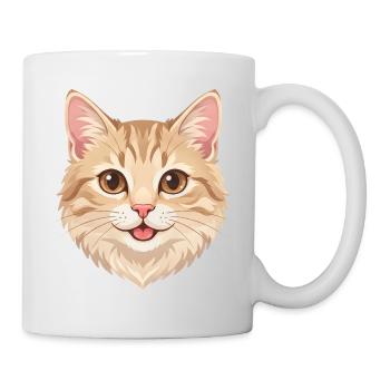 Cute Happy Cartoon Ginger Cat Face - Mug - white - Right