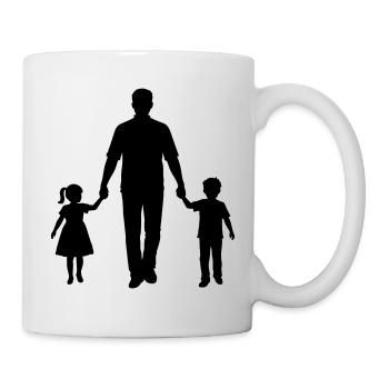 Vater Kind Silhouette Spazieren Familie Papa Liebe - Tasse - Weiß - Rechts