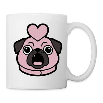 Mops Hund Herz Liebe Bellen - Tasse - Weiß - Rechts