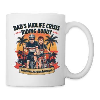 Father's bike buddy - dad and daughter on the bike - Mug - white - Right