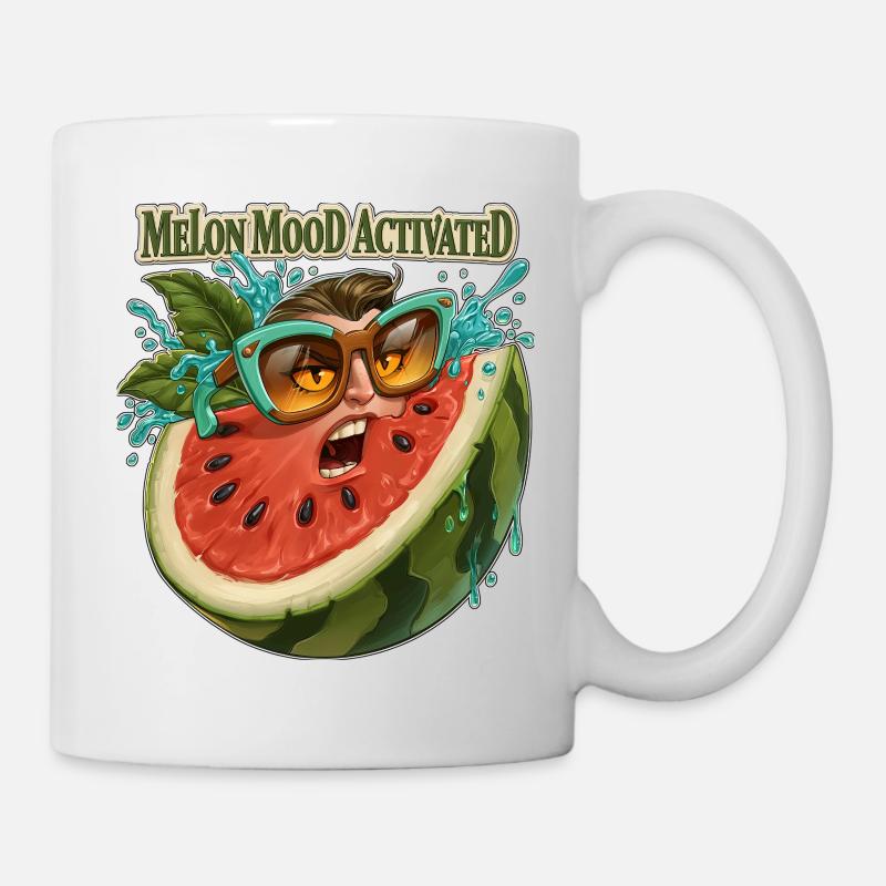 Melone Stimmungsaktiviertes lustiges Wassermelonengesicht - Tasse - Weiß