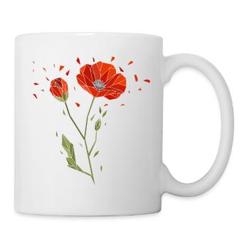 Geometric Poppy Low Poly Floral Design - Mug - white - Right
