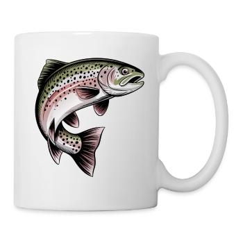 Forelle Angeln - Tasse - Weiß - Rechts