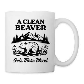 Un castor propre obtient plus de bois - Mug blanc - blanc - Droite