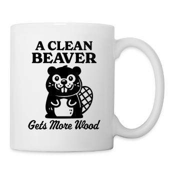Un castor propre obtient plus de bois - Mug blanc - blanc - Droite