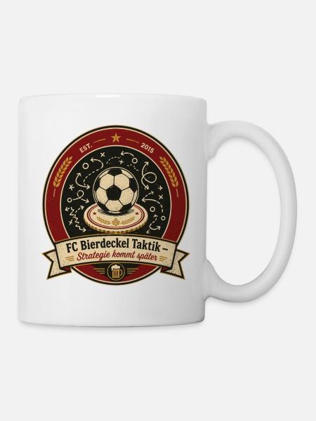 FC Bierdeckel Taktik - Tasse - Weiß