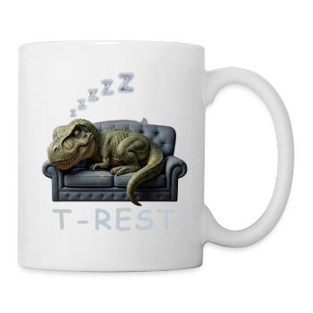 T-Rest Dino auf Sofa - Tasse - Weiß - Rechts