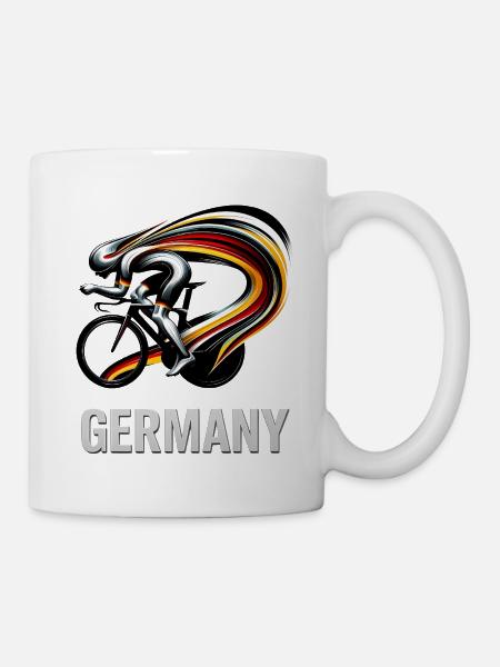 Rennrad-Illusion Deutschlandfarben - Tasse - Weiß