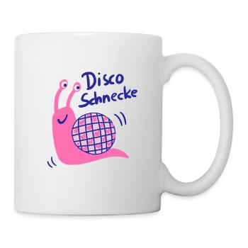 Disco Schnecke mit Glitzerball - Tasse - Weiß - Rechts