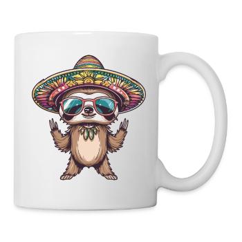 Faultier Lustig Sombrero - Tasse - Weiß - Rechts
