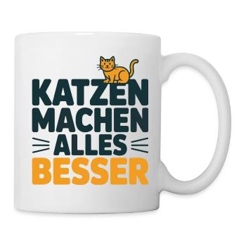 Katzen machen alles besser - Tasse - Weiß - Rechts