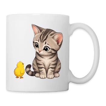 Kitten with chicks - Mug - white - Right