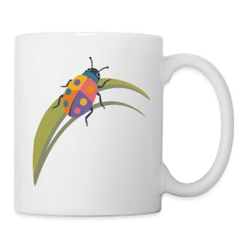 Colorful Insect on Leaf – Cute Nature Motif - Mug - white - Right