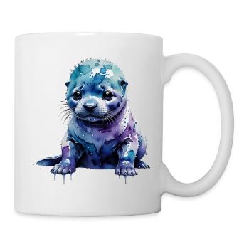 Wasserfarbener Seehundwelpe otter - Tasse - Weiß - Rechts