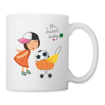 Kleines Mädchen mit Fußball - Tasse - Weiß - Rechts