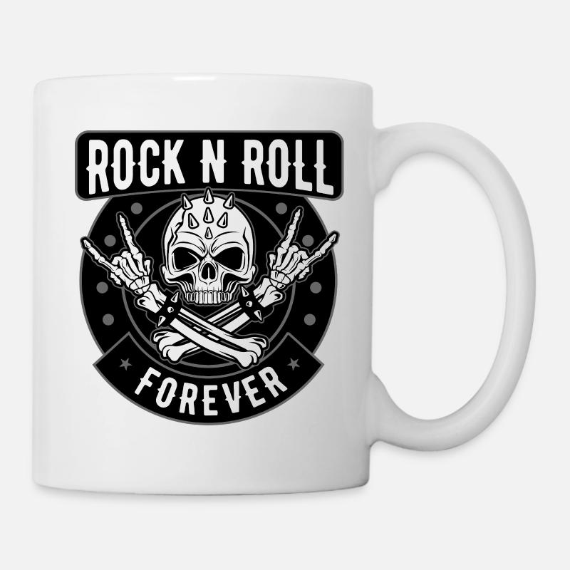 Rock N Roll Skull Crest - Mug - white