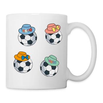 Fußbälle mit Hut - Tasse - Weiß - Rechts