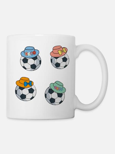 Fußbälle mit Hut - Tasse - Weiß